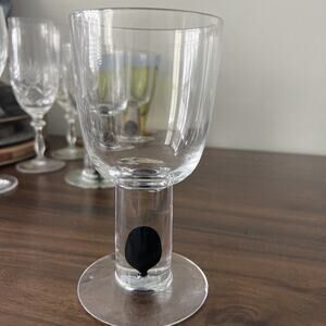 Iittala OLIIVI Black Bubble in Stem Glass Goblet MCM Modern (Description)